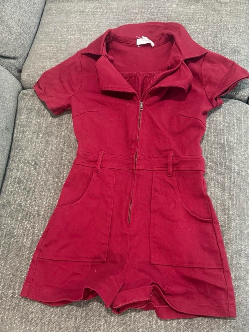 Day and Moon Let’s Go Romper in maroon. - Picture 7 of 7